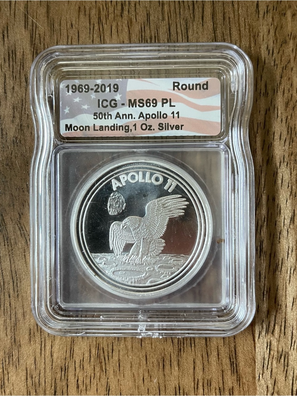 1969-2019 50th Anniversary Apollo Moon Landing 1oz Silver Coin ICG MS69 PL